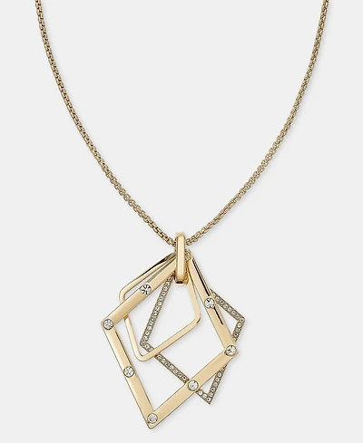 Karl Lagerfeld Paris Crystal Pave Geo Pendant Necklace, 36"