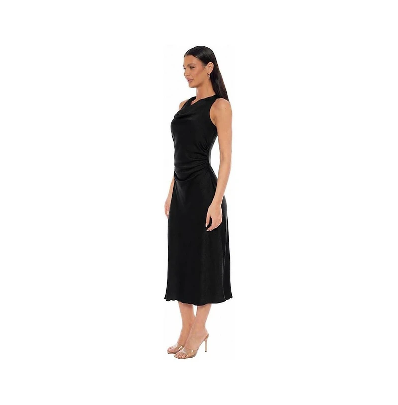 Bebe Women's Cowl Neck Sleeveless Crepe Satin Maxi Dress