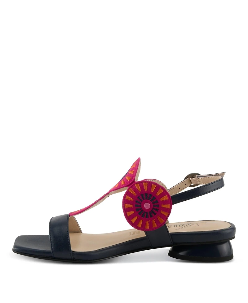 Azura Broider Women's Buckle Leather Sandals with Cushioned Footbed