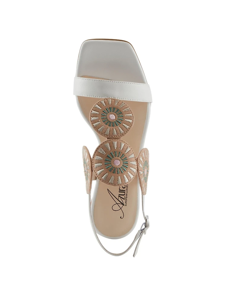 Azura Broider Women's Buckle Leather Sandals with Cushioned Footbed