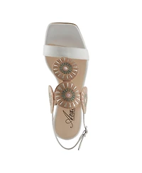 Azura Broider Women's Buckle Leather Sandals with Cushioned Footbed