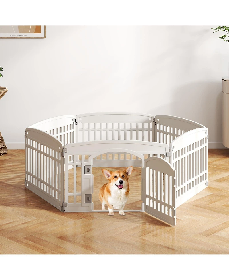 Ruie 6 Panel Foldable Plastic Dog Playpen 24 Inch Indoor Outdoor Pet Fence