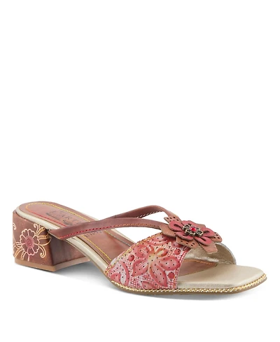 L'Artiste Women's Europa Strappy Sandal with Floral Vamp