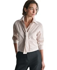 Bcbg Women's Cotton Collared Tie-Neck Blouse