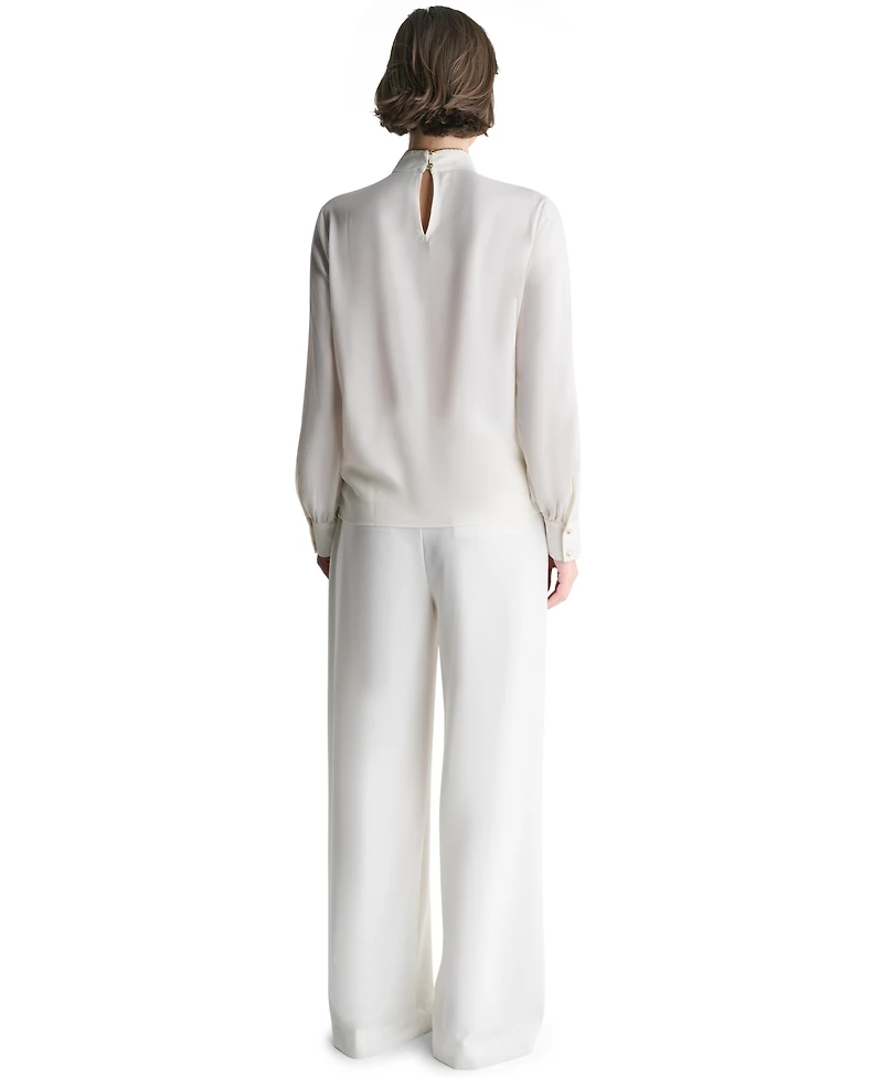 Bcbg Women's Tie Neck Long-Sleeve Blouse