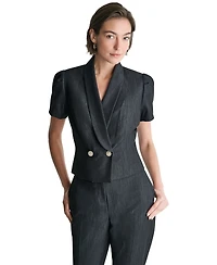 Bcbg Women's Cropped Double-Breasted Draped-Collar Blazer