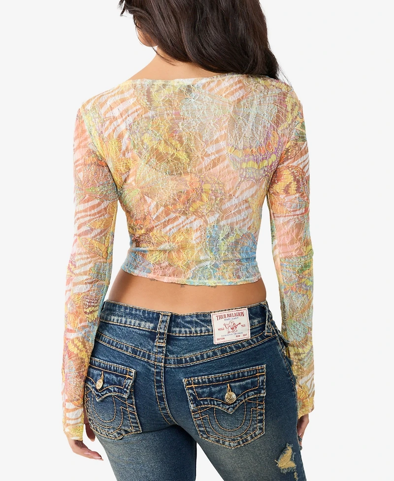 True Religion Women's Butterfly Lace Top