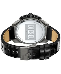 Diesel Men's Mega Chief Slim Quartz Chronograph Black Leather Watch 48mm