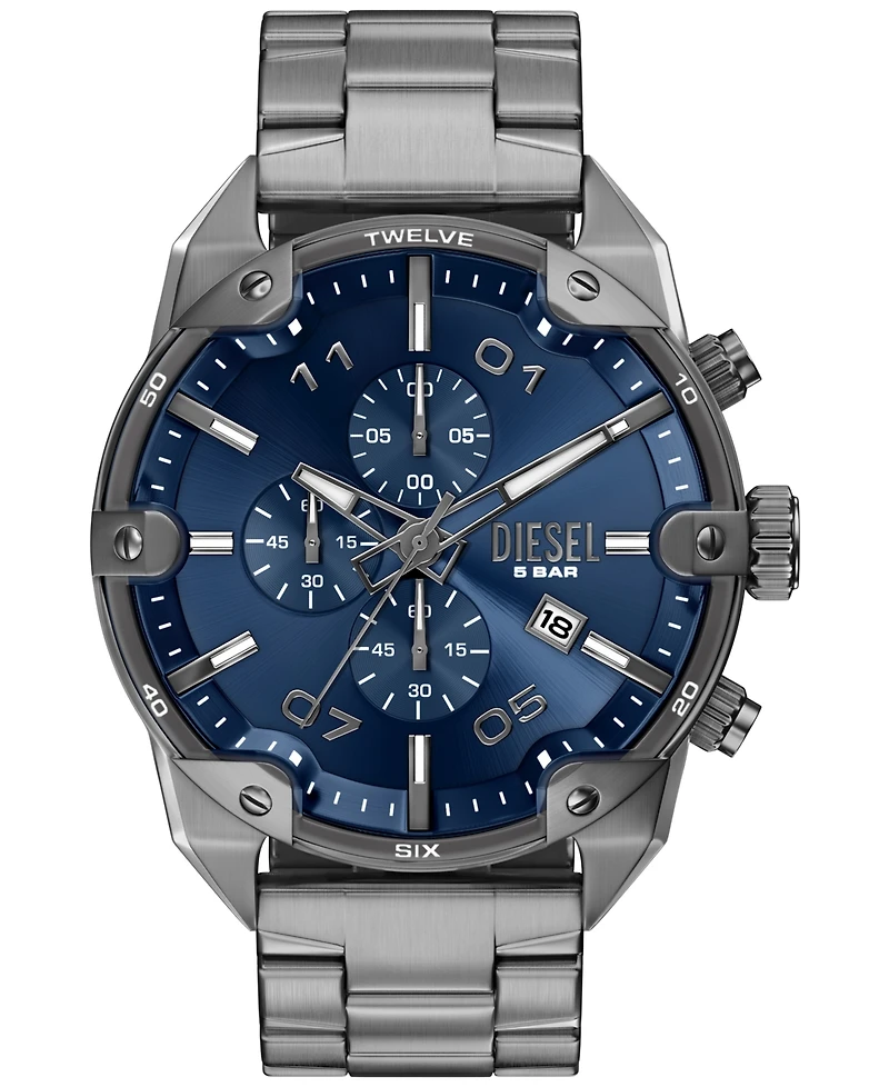 Diesel Men's Spiked Quartz Chronograph Gunmetal Stainless Steel Watch 49mm