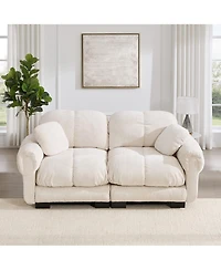 Boyel Living Chenille Cloud Loveseat Sofa with Exquisite Pillows Soft Padded Armrests Stylish Petal Design Fits Rooms and Bedrooms