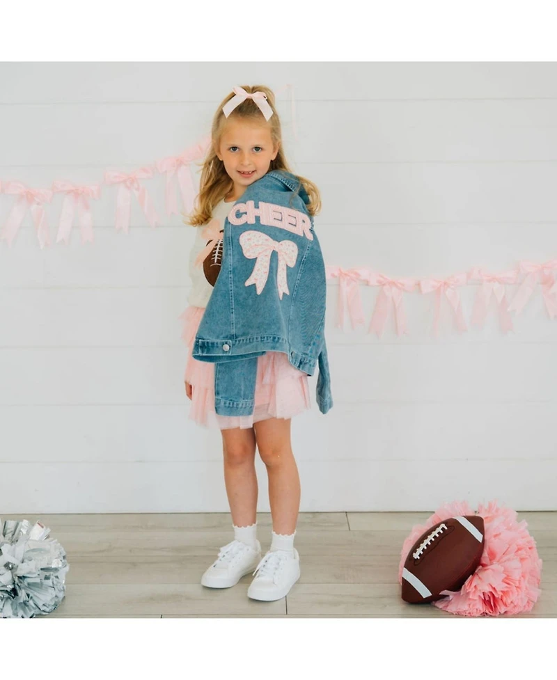 Sweet Wink Little Girl 's 5 -8 Cheer Bow Patch Denim Jacket