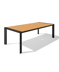 Pellebant Premium Outdoor Patio Aluminum Rectangular Dining Table with Umbrella Hole