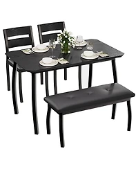 homfan Dining Table Set for 4 - Kitchen with Upholstered Bench and 2 Chairs Space-Saving Metal Frame Retro Room