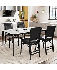 Costway Folding Chairs Foldable Chairs with Pvc Padded Seat and High Backrest