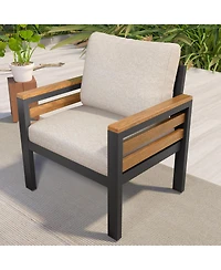 Streamdale Furniture 4-Piece Outdoor Sofa Set with Acacia Wood and Coffee Table