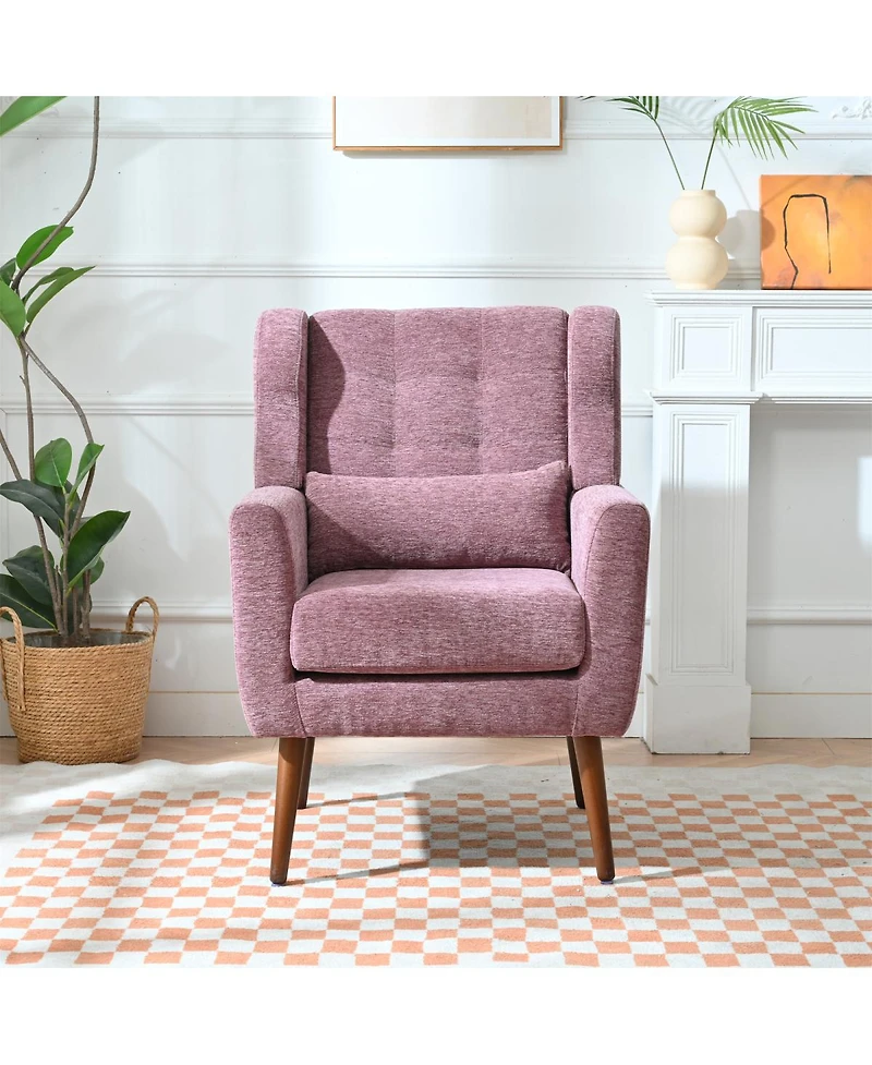 Streamdale Furniture Modern Chenille Accent Lounge Chair with Throw Pillow