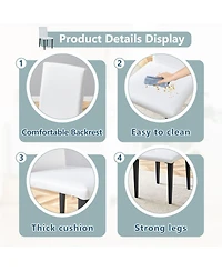 Streamdale Furniture Ergonomic White Pu Dining Chairs with Metal Legs