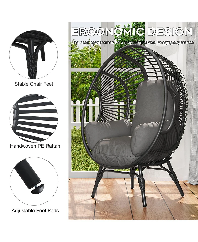 Streamdale Furniture Elegant Arc Back Hanging Egg Chair with 8-Inch Cushion