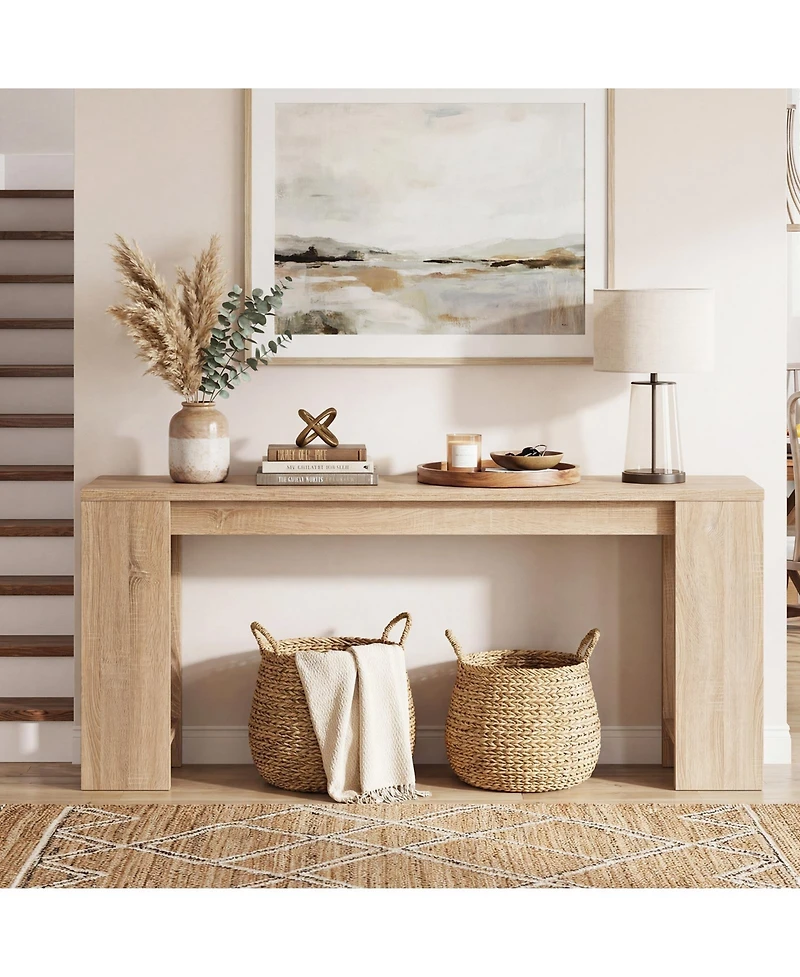 Costway 71 Inches Long Console Table, Farmhouse Entryway Table ,Wooden Narrow Sofa Table
