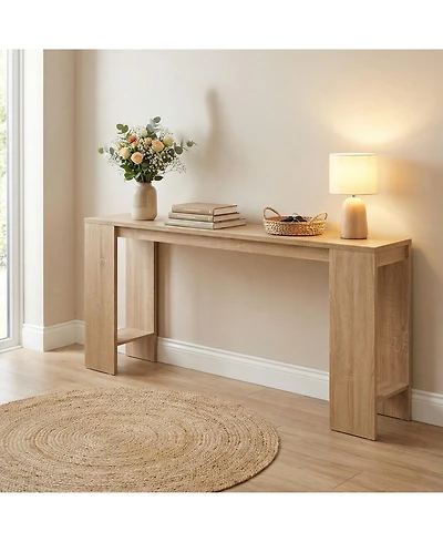 Costway 71 Inches Long Console Table, Farmhouse Entryway Table ,Wooden Narrow Sofa Table