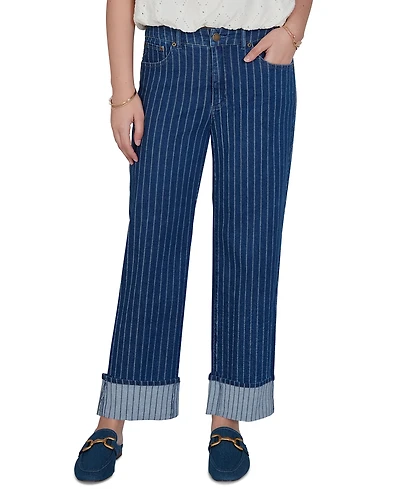 Ruby Rd. Petite Pinstripe Wide Cuff Jeans