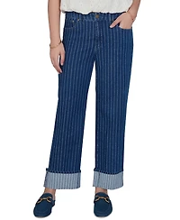 Ruby Rd. Petite Pinstripe Wide Cuff Jeans