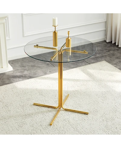 Streamdale Furniture Round Glass Bar Table, 36 Inch, Tempered Glass