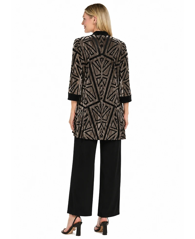 R & M Richards Women's 3-peice Flocked Duster Jacket and Pant Set