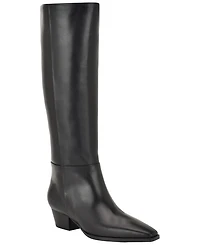 Calvin Klein Women's Varcey Tall Leather Block Heel Boots