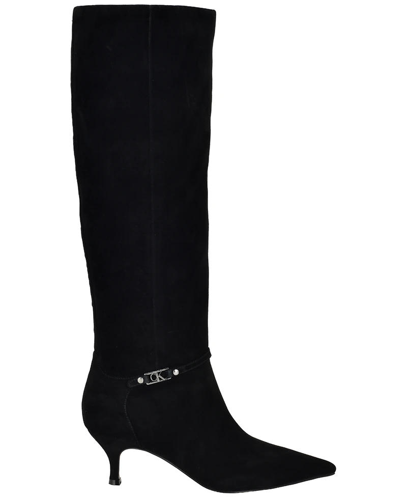 Calvin Klein Women's Serray Tall Suede Pointed Toe Boots