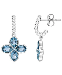 Macy's Blue Topaz (2-1/2 ct. t.w.) Flower Drop Earrings in Sterling Silver