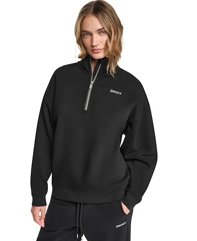 Dkny Sport Women's Metallic Bubble Logo Zipper Sweatshirt