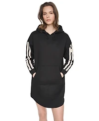 Dkny Sport Women's Textured Tape Logo Shirt Tail Hem Hoodie Dress