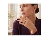 Rachel Glauber Radiant 14K Gold Plated Mesh Brilliant Cz Pave Ring