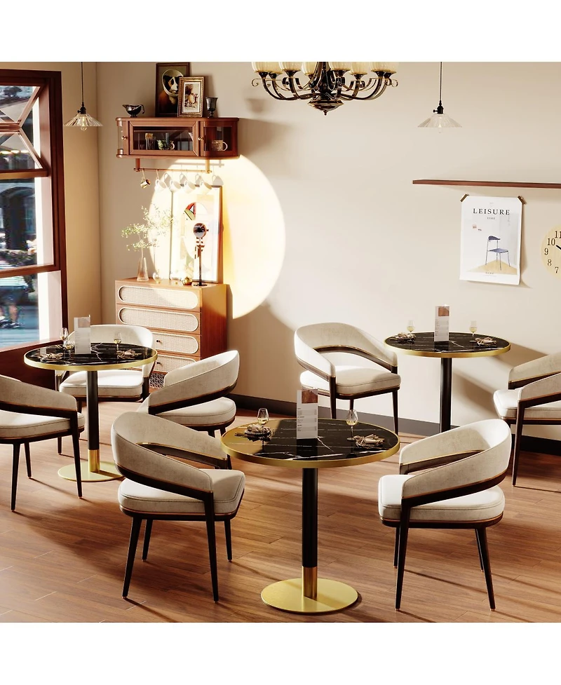 Streamdale Furniture Round Modern Dining Table 31.5 Inch Faux Marble Top Bistro Tulip Table