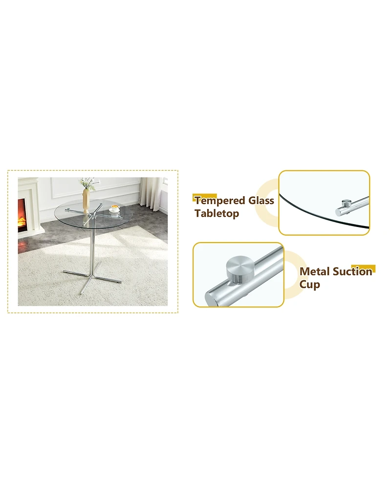 Streamdale Furniture Tempered Glass Round Glass Bar Table