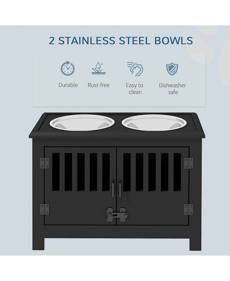 Ruie Dog Food Storage Cabinet with Feeding Station and Dishwasher Safe Bowls