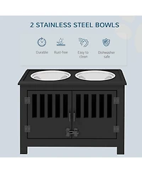 Ruie Dog Food Storage Cabinet with Feeding Station and Dishwasher Safe Bowls