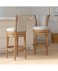 Clihome 1 Piece Inch Wood Bar-Height Swivel Barstool with High-Back