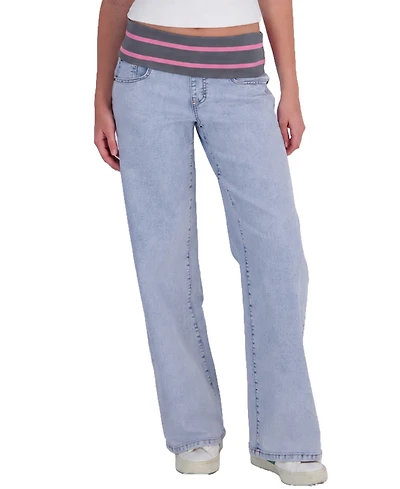 Em & Cass Juniors' Pull-On Low-Rise Wide-Leg Denim