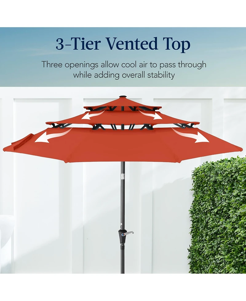 Best Choice Products 10 Feet 3-Tier Patio Umbrella, Market Sun Shade with Tilt Adjustment and Easy Crank