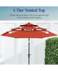 Best Choice Products 10 Feet 3-Tier Patio Umbrella, Market Sun Shade with Tilt Adjustment and Easy Crank