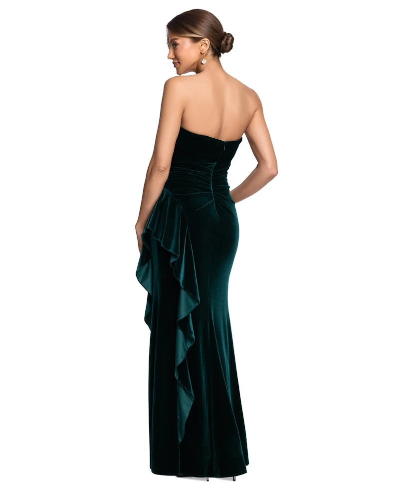Xscape Women's Stretch Velvet Strapless Gown
