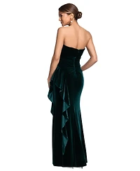 Xscape Women's Stretch Velvet Strapless Gown