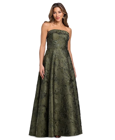 Xscape Women's Brocade Strapless Gown