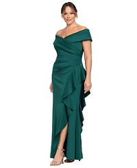 Xscape Plus Off-The-Shoulder Ruffle Sheath Gown