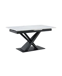 Streamdale Furniture Modern Dining Table with Marble Top and Metal X-Frame Legs