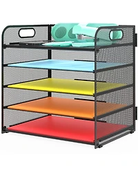 Danrong 5 Tier Mesh Desk File Organizer with Handle for Office Classroom Home