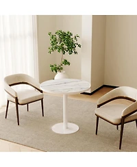 Streamdale Furniture 31.5'' Modern Round Tulip Bistro Table with Faux Marble Top