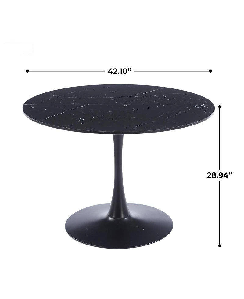 Streamdale Furniture 42.1" Marble Round Tulip Dining Table for 4-6 People